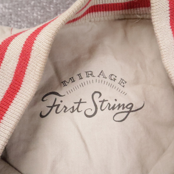 Vintage 90s Mirage Cuban Giants Baseball Large Beige Bomber Jacket - Picture 9 of 14